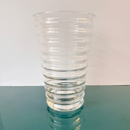 HANDMADE RIBBED GLASS VASE