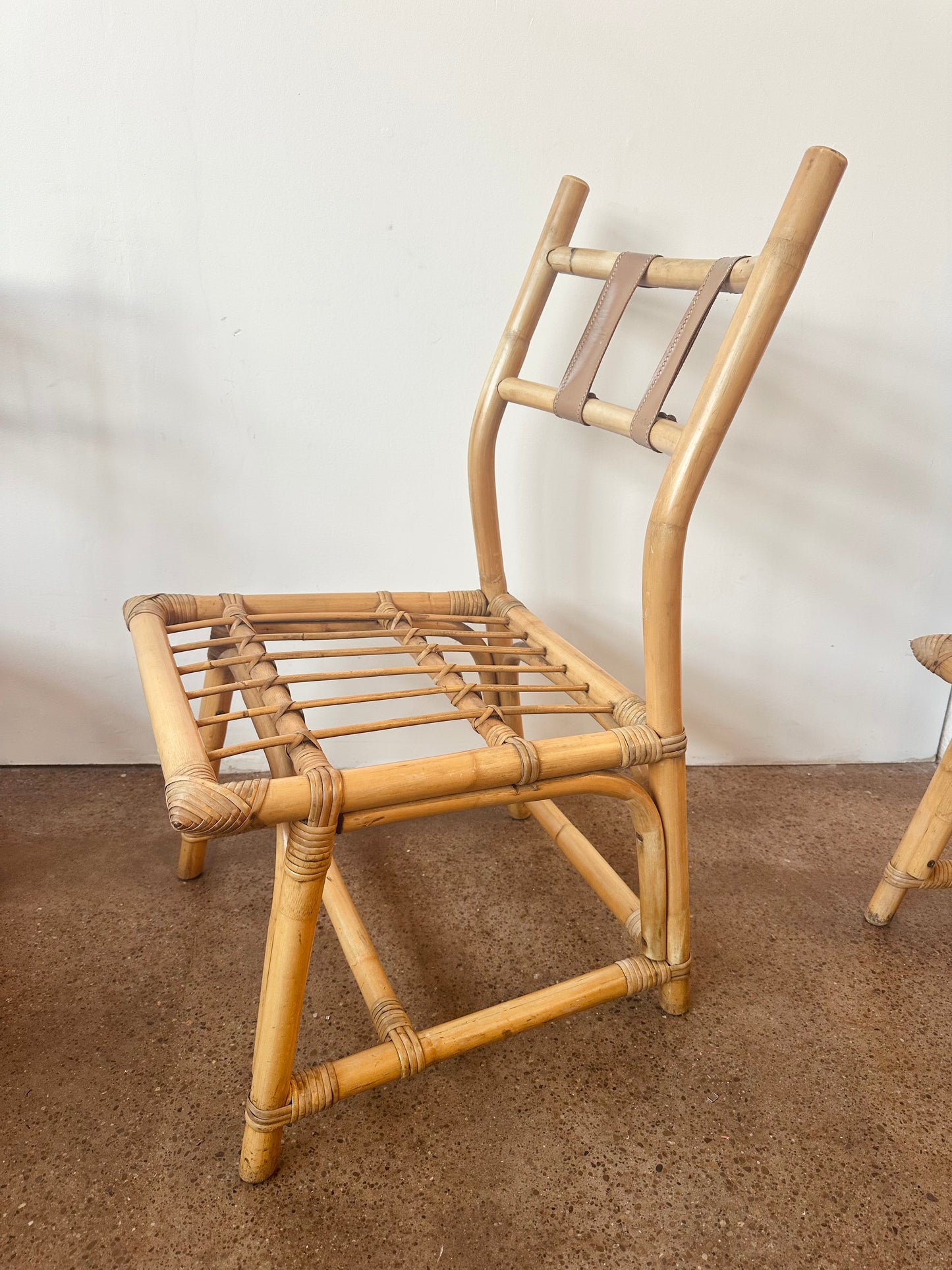 FRANKL STYLE BAMBOO RATTAN DINING CHAIRS - SET OF 10