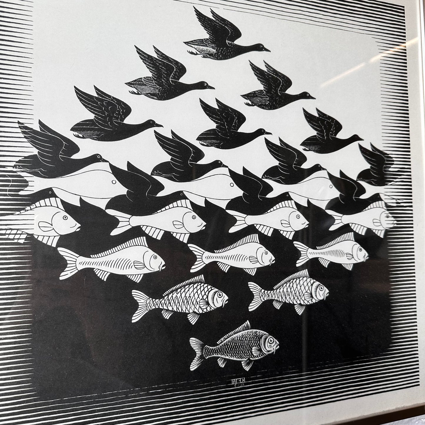 FRAMED MC ESCHER "SKY AND WATER" PRINT