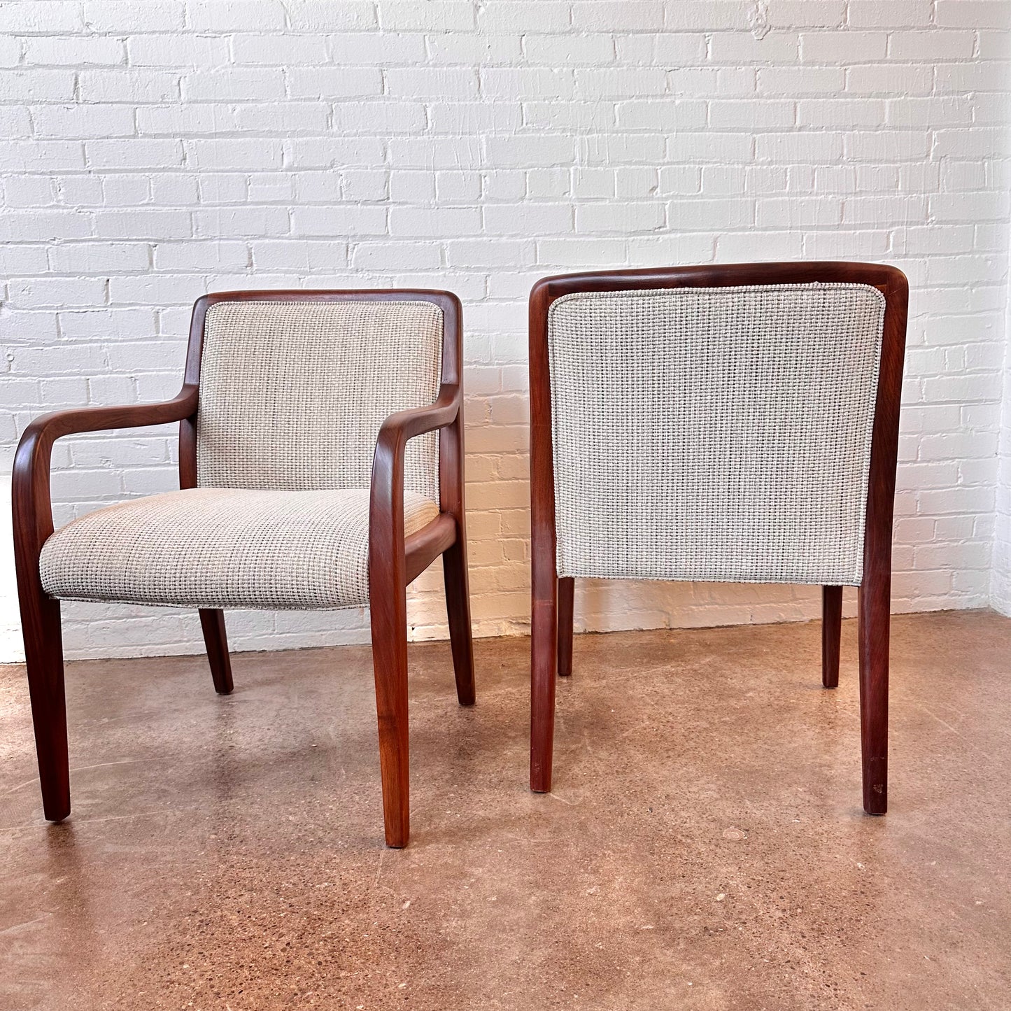 RESTORED VINTAGE DUNBAR WALNUT ACCENT CHAIRS