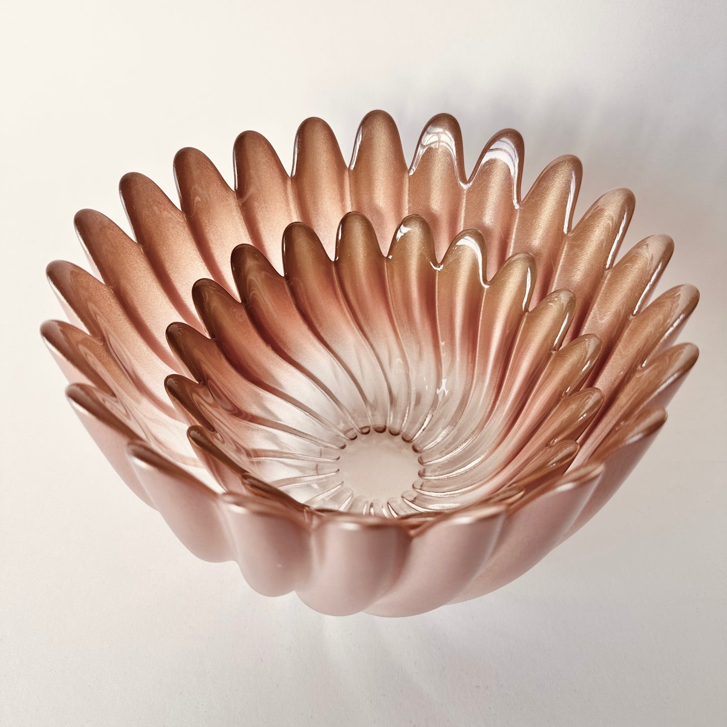 MIKASA SOLARIS ART DECO GLASS PETAL BOWLS - PAIR