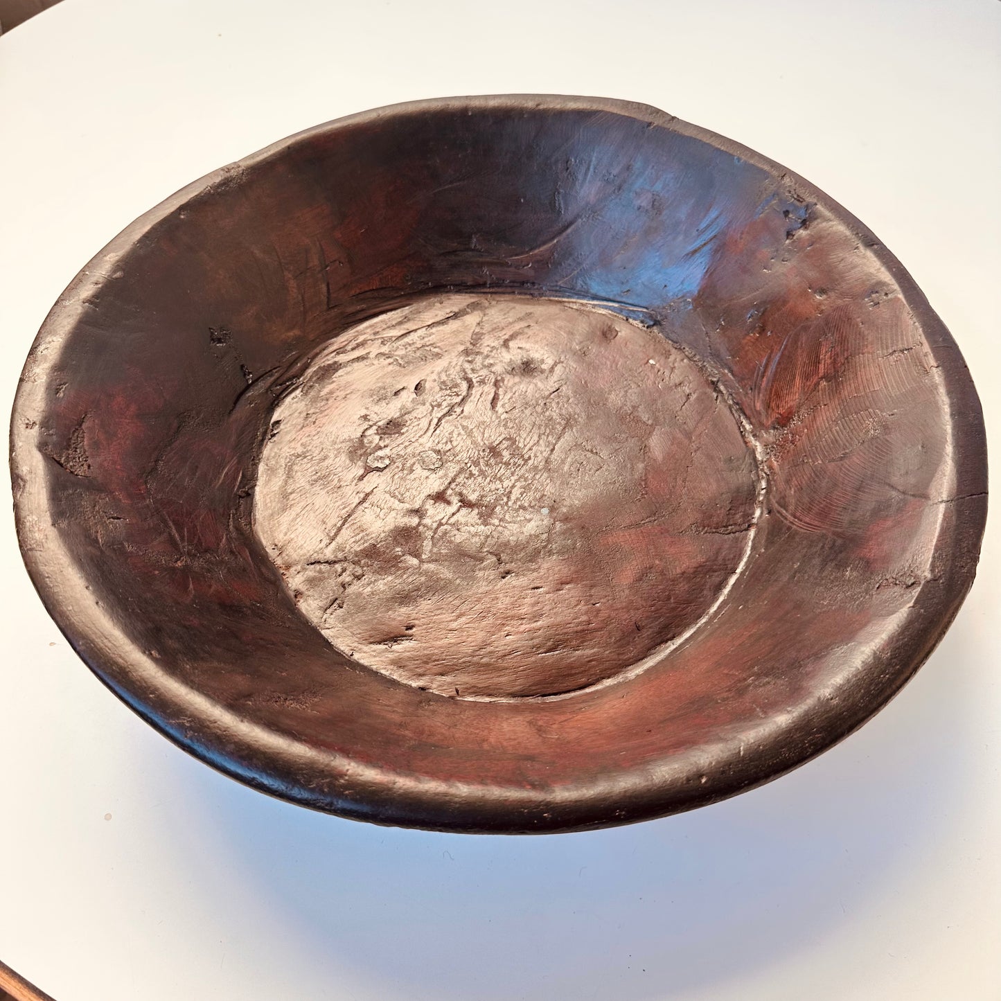 HAND CARVED PRIMITIVE KNOTTED WOOD BOWL