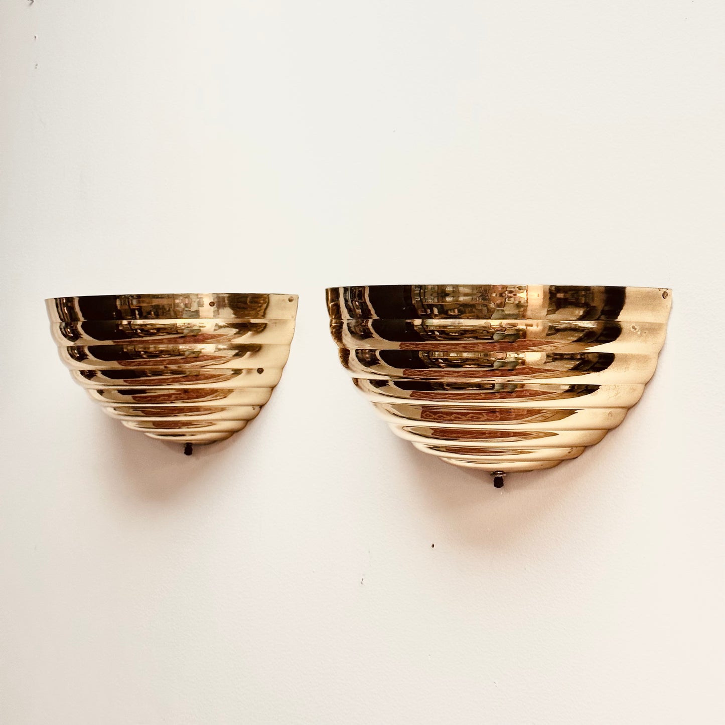 BRASS DEMILUNE SCONCES - PAIR