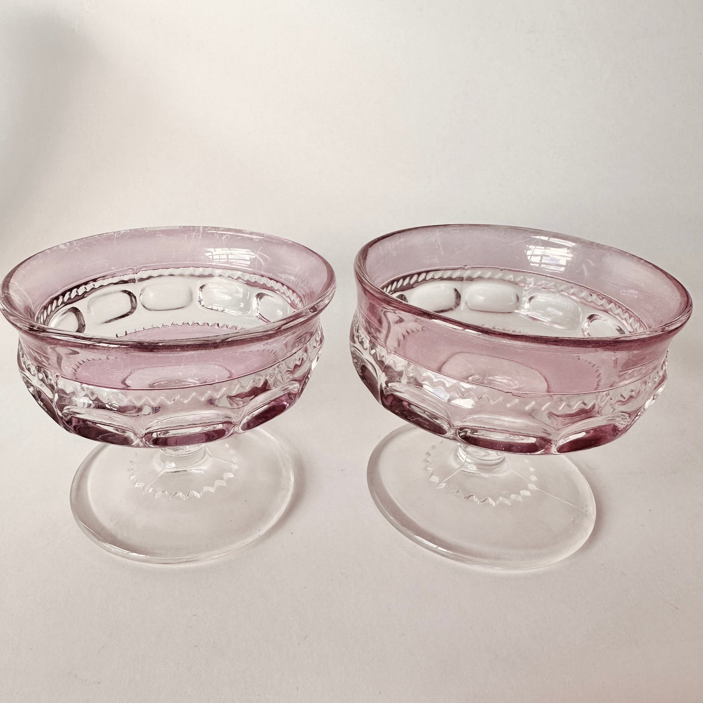 SET OF 5 PINK RUBY SORBET COMPOTE GLASSES