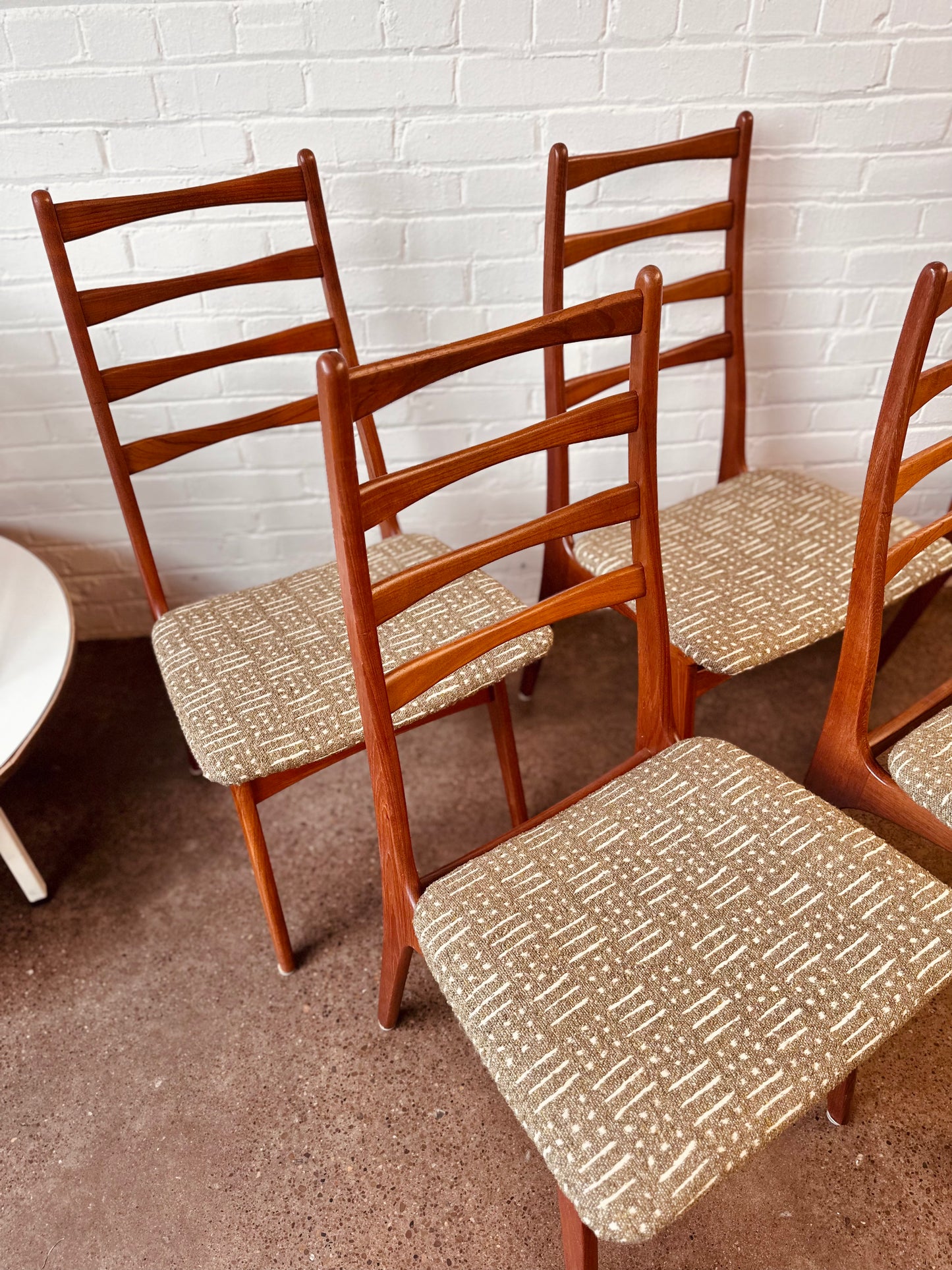 DANISH TEAK LADDER BACK CHAIRS BY BOLTINGE STOLEFABRIK