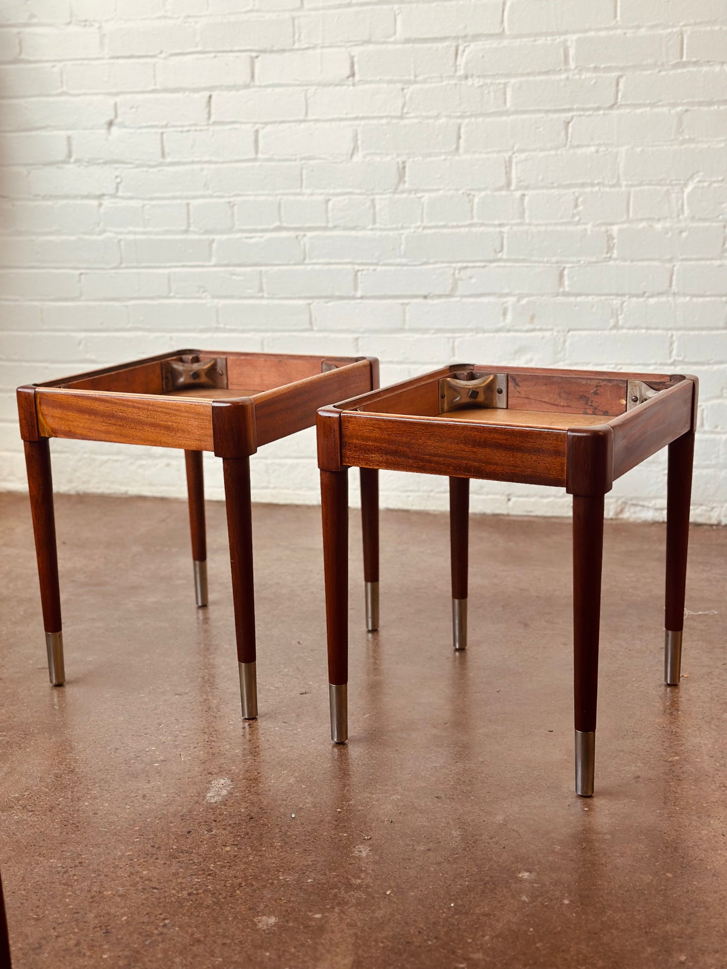 MCM MAHOGANY STORAGE STOOLS