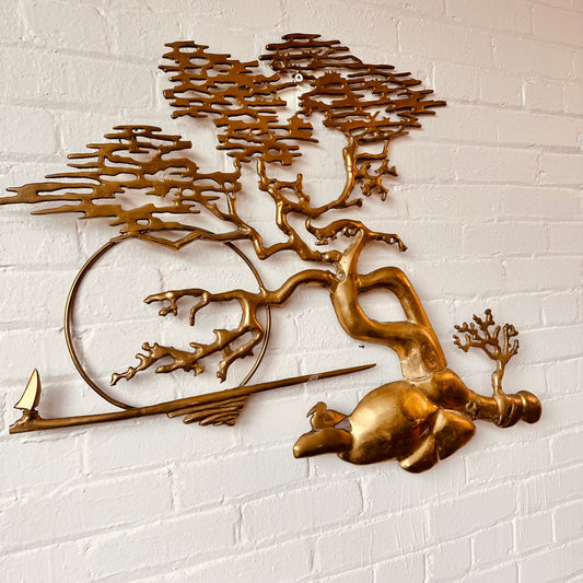 BIJAN BIJAN INTRICATE BRASS WALL SCULPTURE