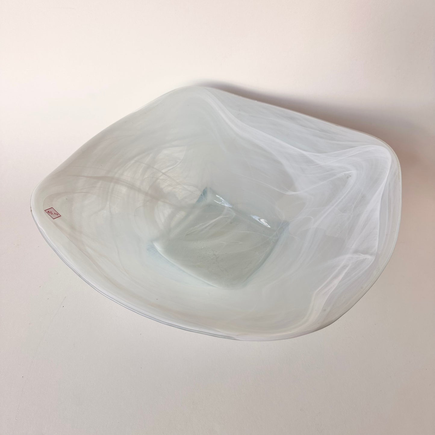 SWIRLED GREEN GLASS SERVING BOWL