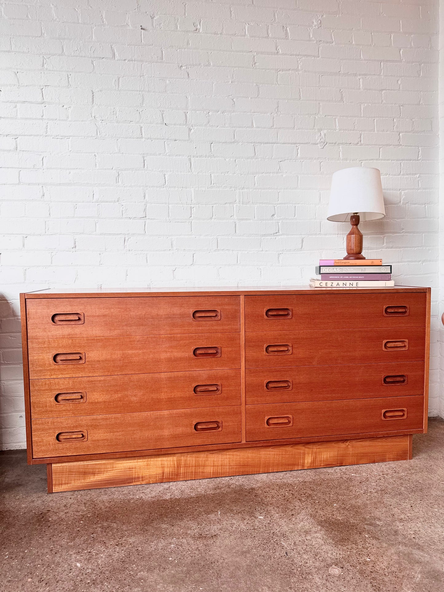 DYRLUND TEAK DRESSER WITH EIGHT DRAWERS