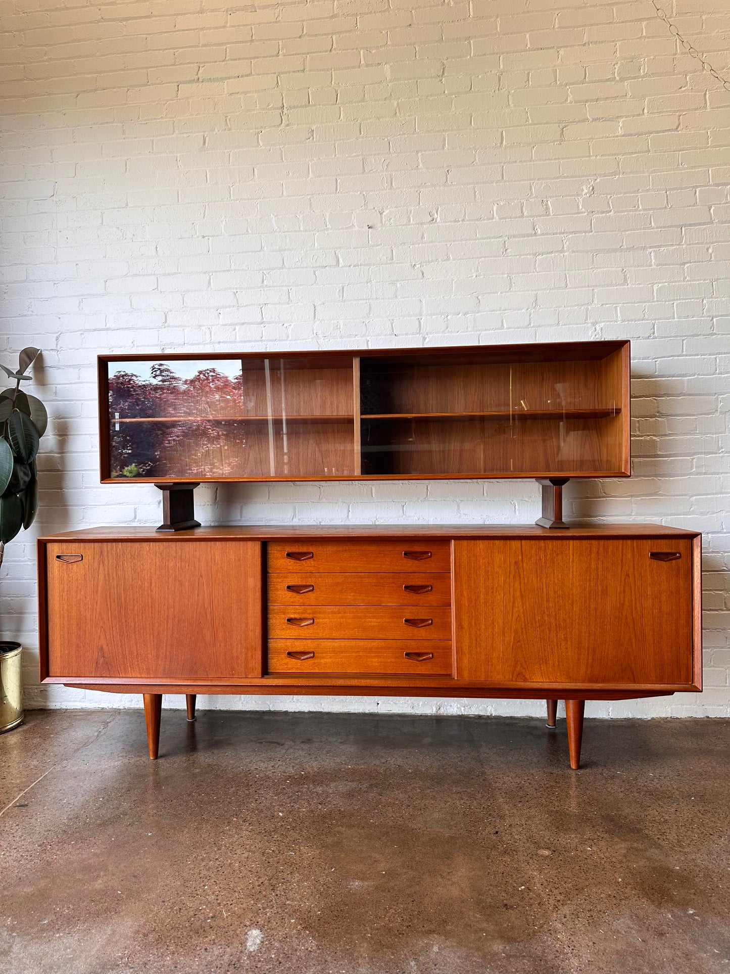CLAUSEN & SON DANISH TEAK CREDENZA & HUTCH