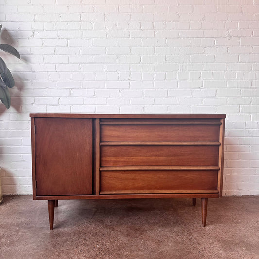 MCM PETITE WALNUT CREDENZA BY BASSETT