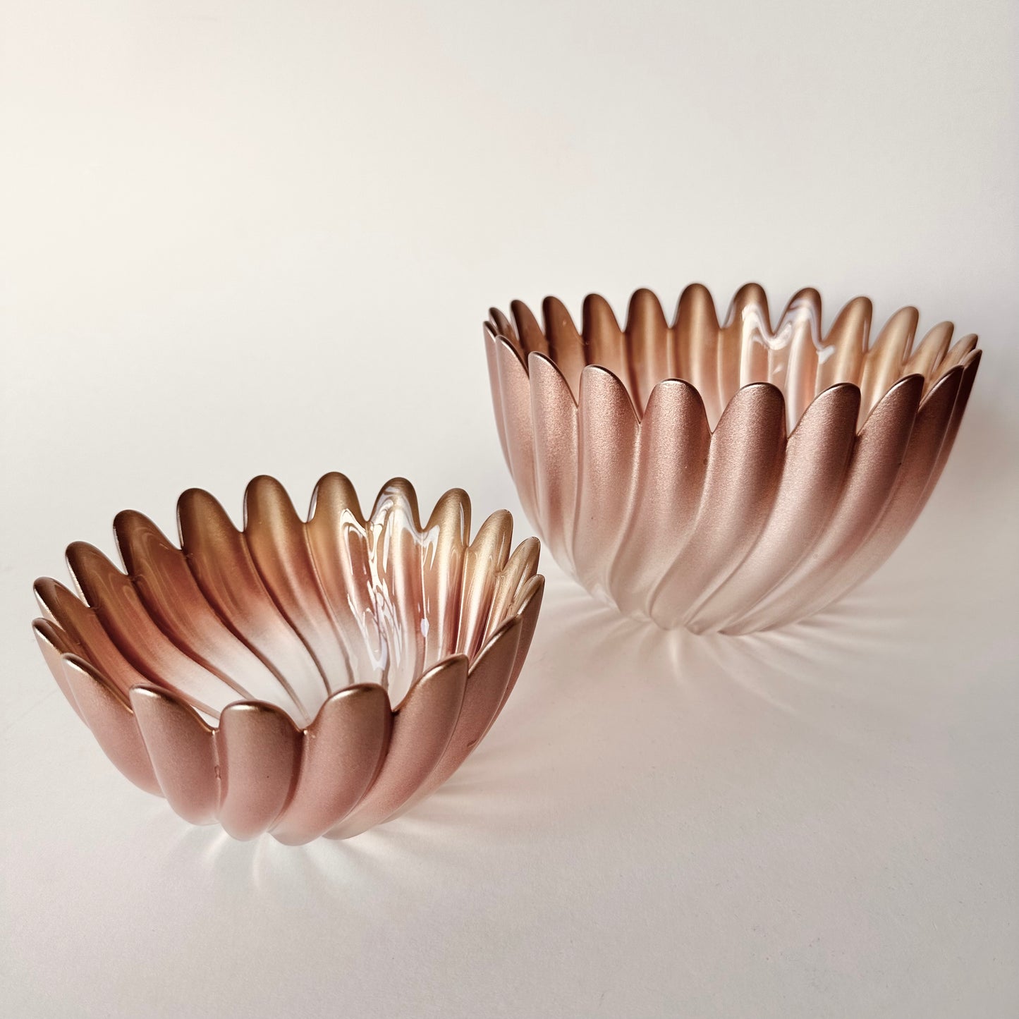 MIKASA SOLARIS ART DECO GLASS PETAL BOWLS - PAIR