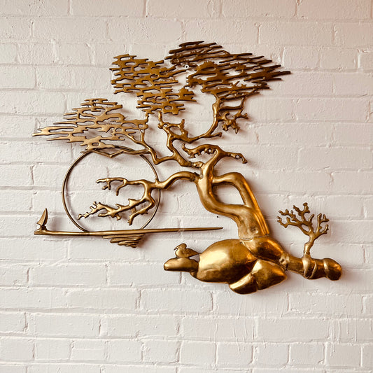 BIJAN BIJAN INTRICATE BRASS WALL SCULPTURE
