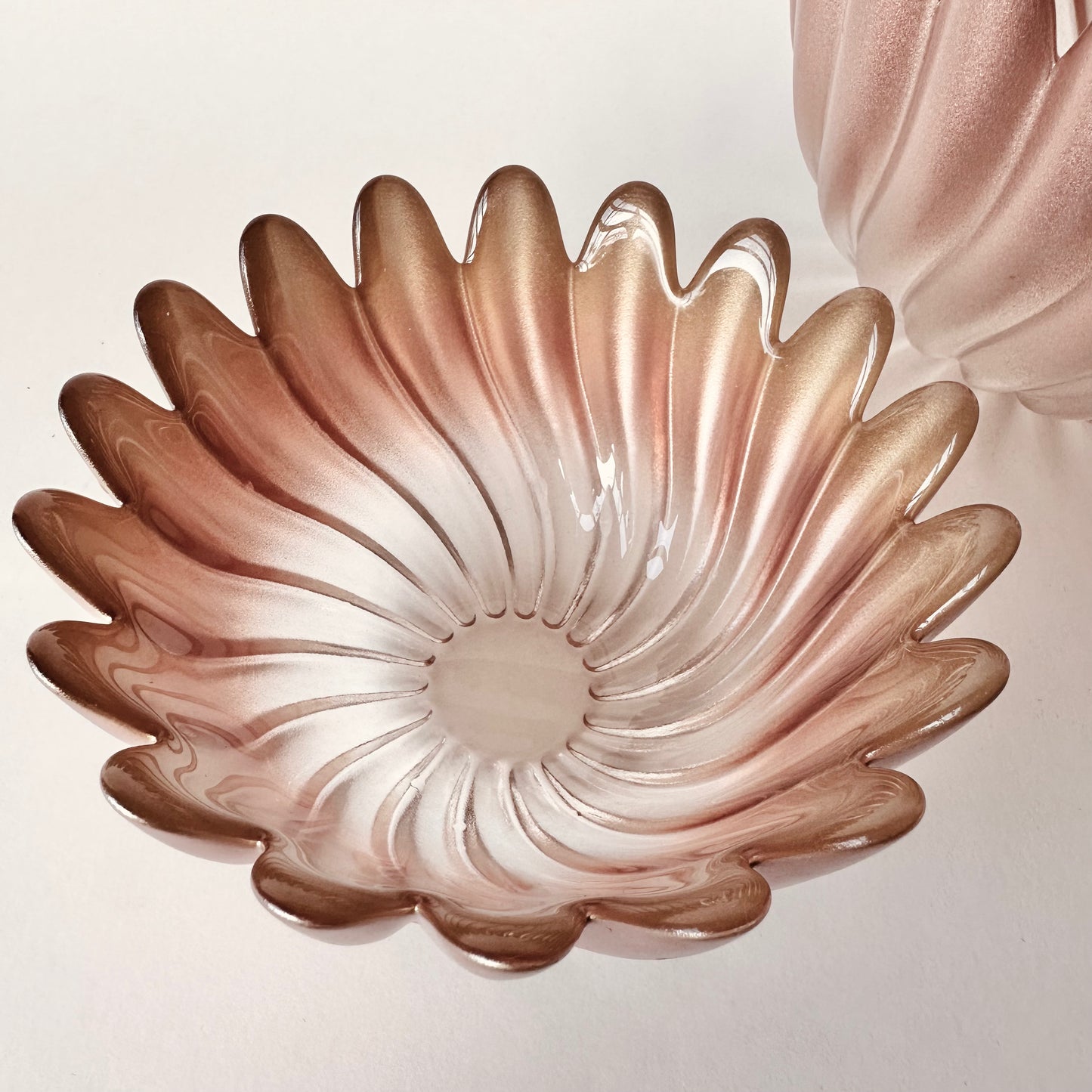 MIKASA SOLARIS ART DECO GLASS PETAL BOWLS - PAIR