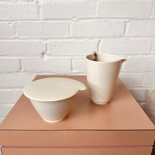 DESIGN HOUSE STOCKHOLM CERAMIC CREAMER & SUGAR SET BY MARIE-LOUISE HELL GREEN