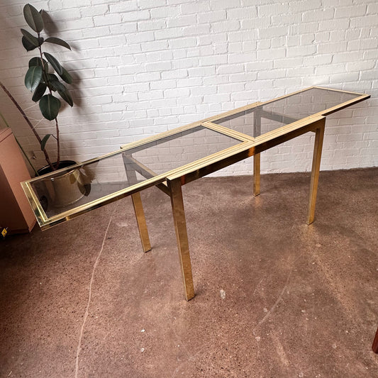 EXPANDABLE BRASS CONSOLE TABLE BY DESIGN INSTITUTE OF AMERICA