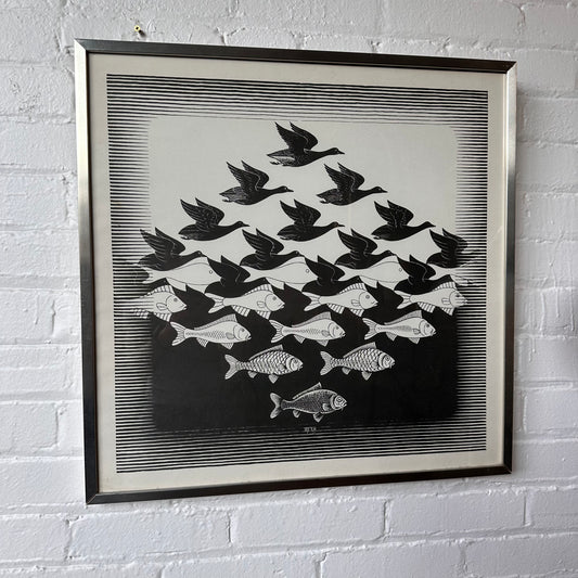 FRAMED MC ESCHER "SKY AND WATER" PRINT