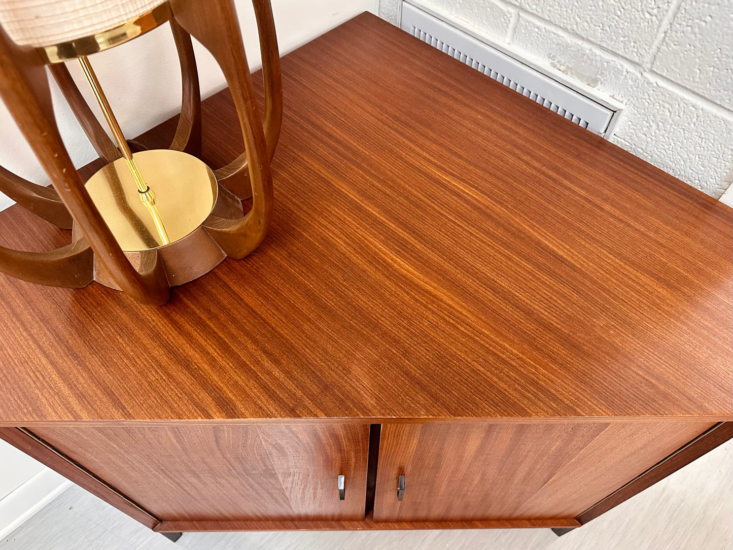 MCM AFROMOSIA CORNER RECORD CABINET/TV STAND