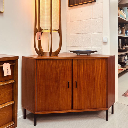 MCM AFROMOSIA CORNER RECORD CABINET/TV STAND