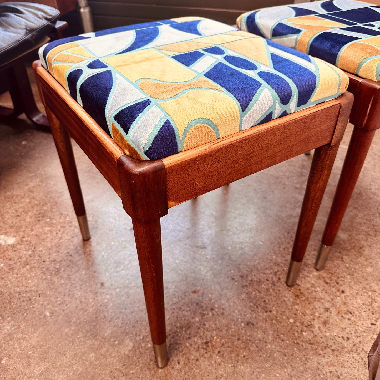 MCM MAHOGANY STORAGE STOOLS