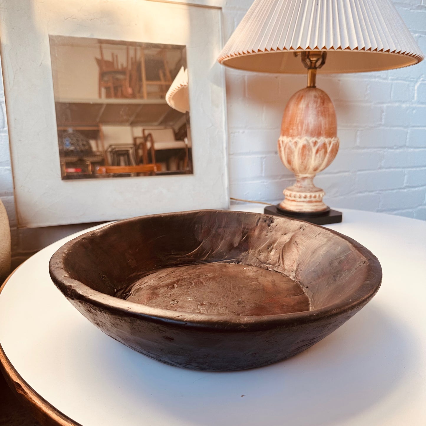 HAND CARVED PRIMITIVE KNOTTED WOOD BOWL