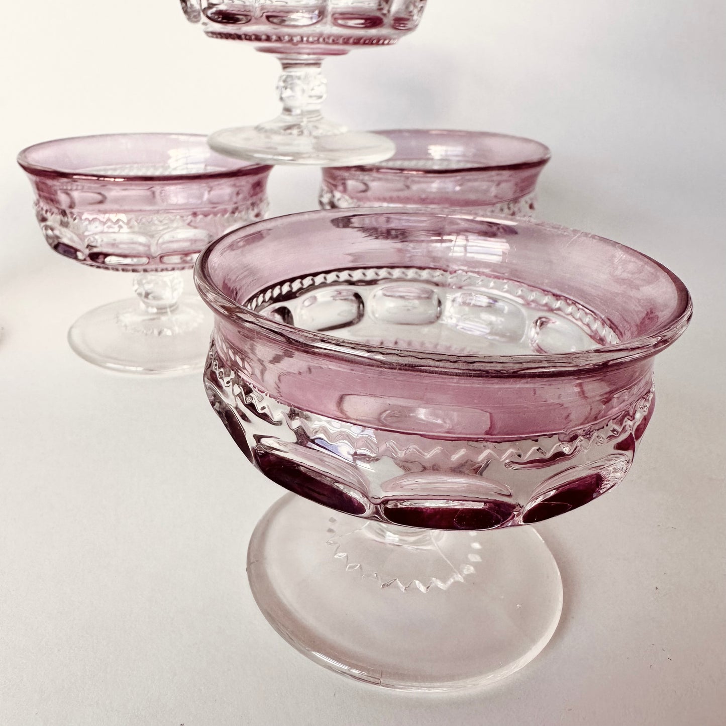 SET OF 5 PINK RUBY SORBET COMPOTE GLASSES