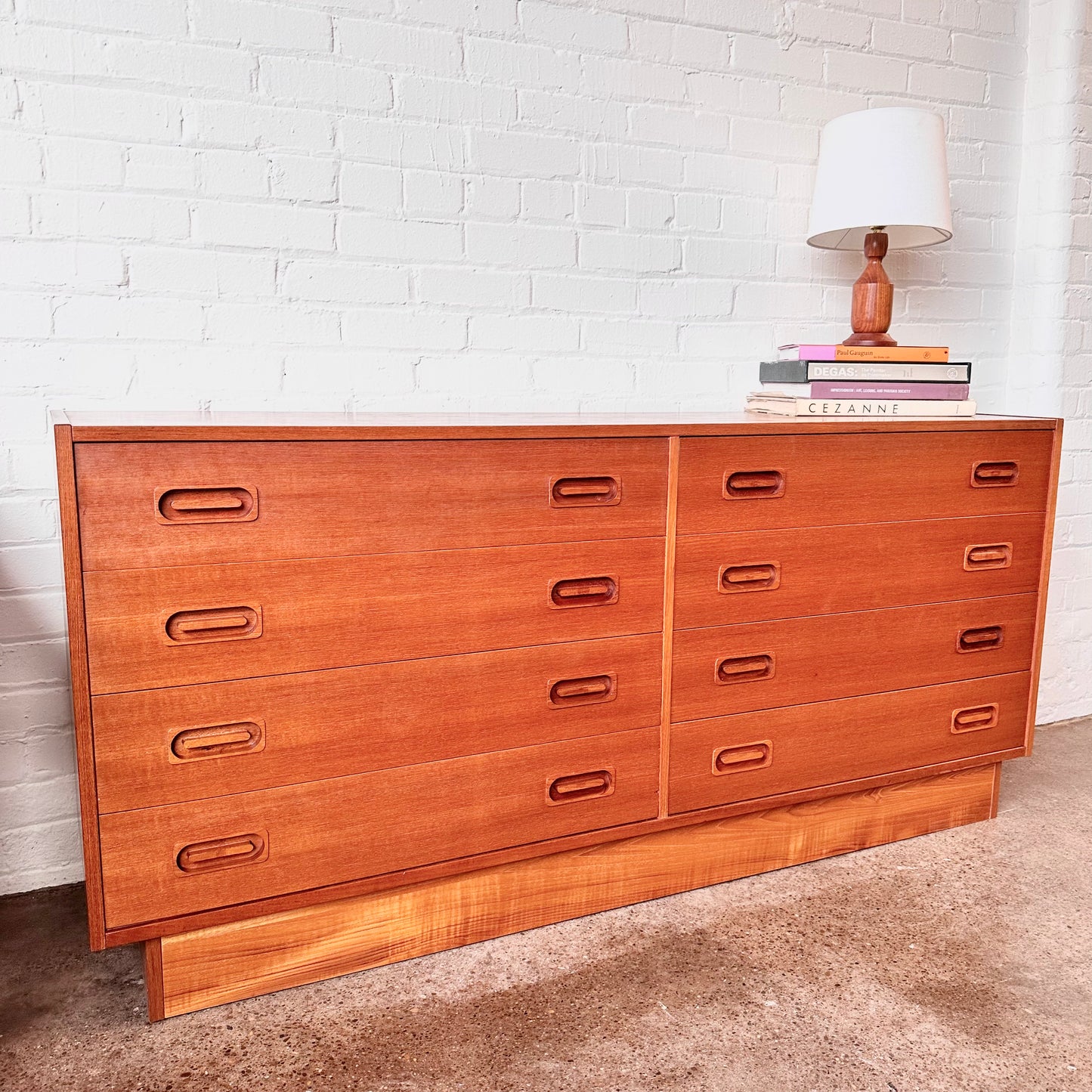 DYRLUND TEAK DRESSER WITH EIGHT DRAWERS
