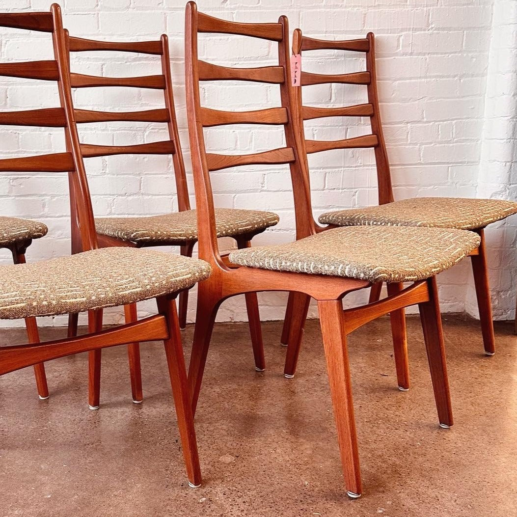 DANISH TEAK LADDER BACK CHAIRS BY BOLTINGE STOLEFABRIK