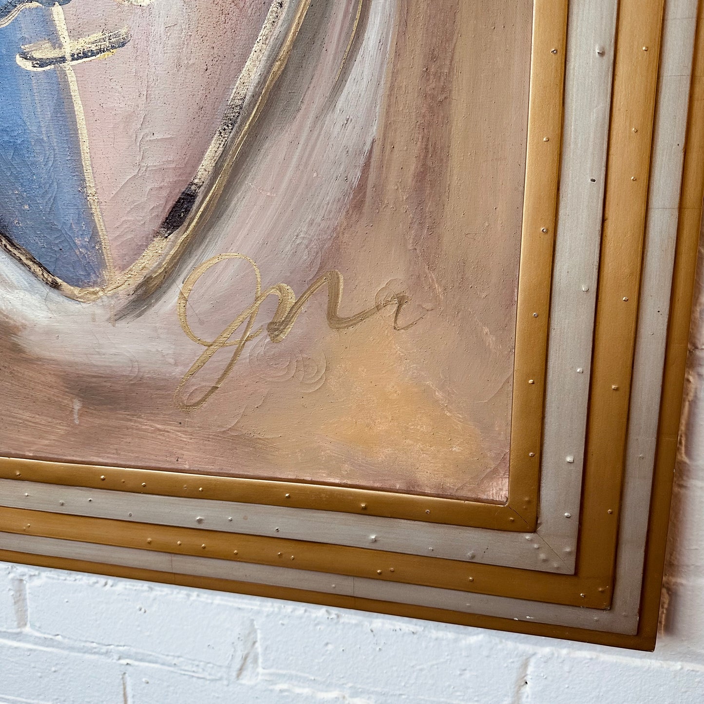 FRAMED AND SIGNED JAMES WARREN FIGURATIVE ACRYLIC ON CANVAS