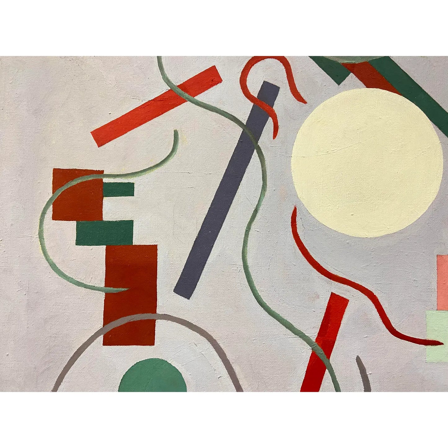 1970S GEOMETRIC PASTEL ABSTRACT ART FRAMED & SIGNED