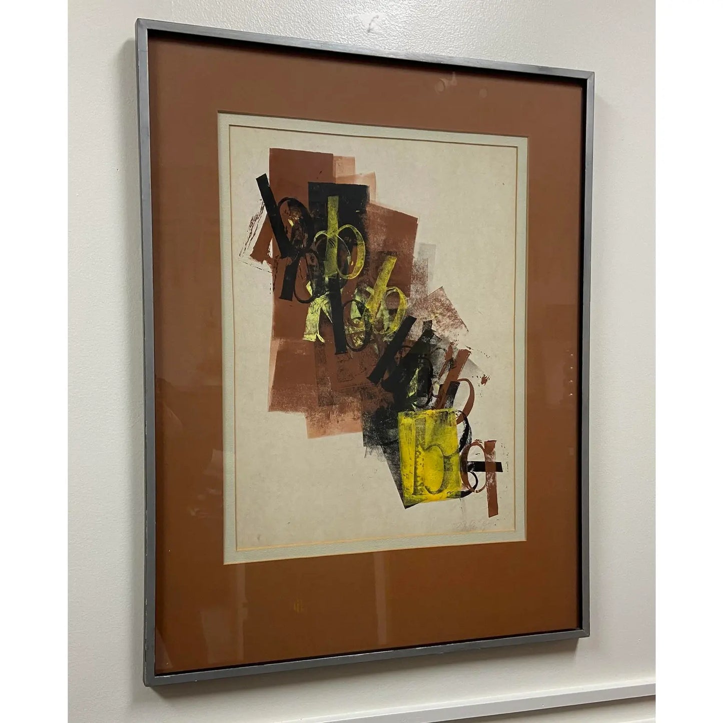 FRAMED SIGNED ABSTRACT TYPOGRAPHY SCREEN PRINT