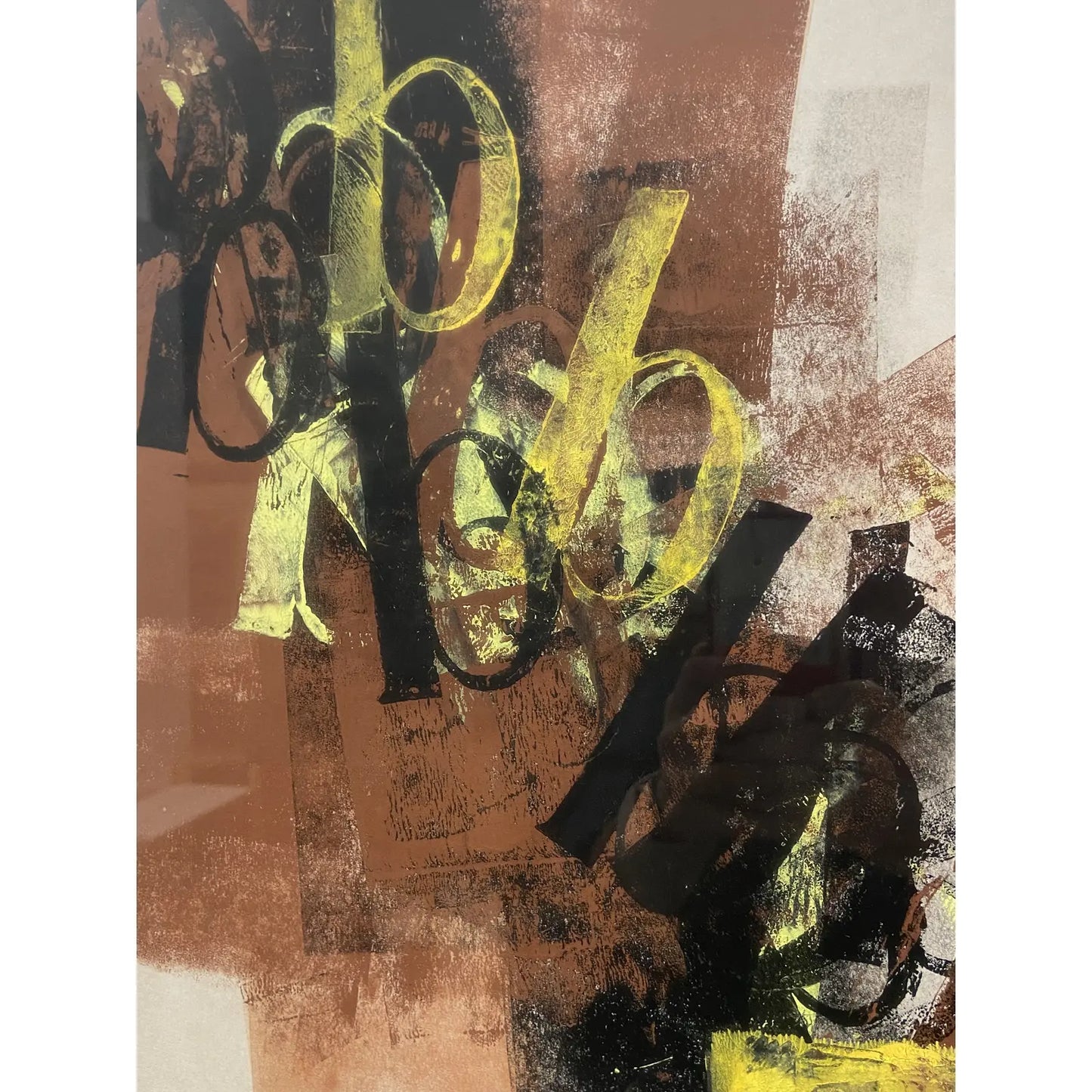 FRAMED SIGNED ABSTRACT TYPOGRAPHY SCREEN PRINT