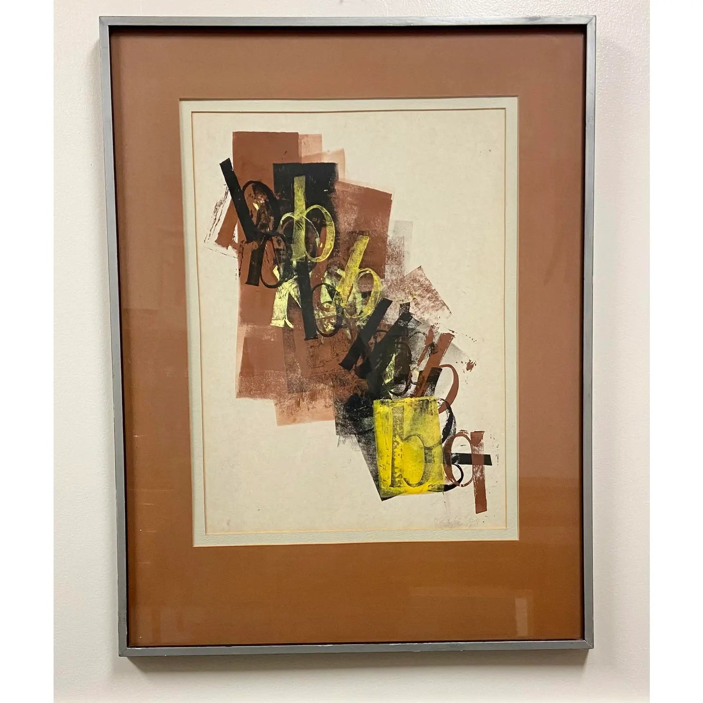 FRAMED SIGNED ABSTRACT TYPOGRAPHY SCREEN PRINT