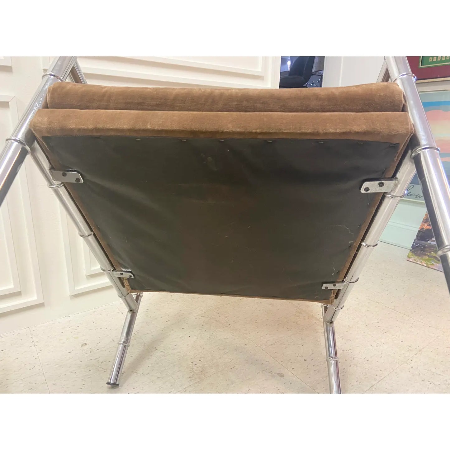 VINTAGE CHROME FAUX BAMBOO ARM CHAIRS - A PAIR
