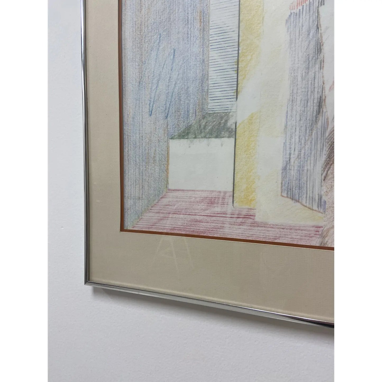 1980S FIGURATIVE MALE IN INTERIOR COLOR PENCIL SKETCH BY PAUL RYBARCZYK, FRAMED