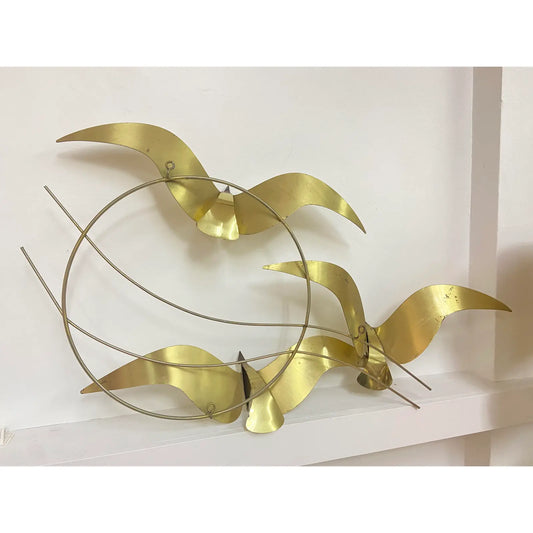 CURTIS JERE ROUND BRASS BIRD WALL HANGING