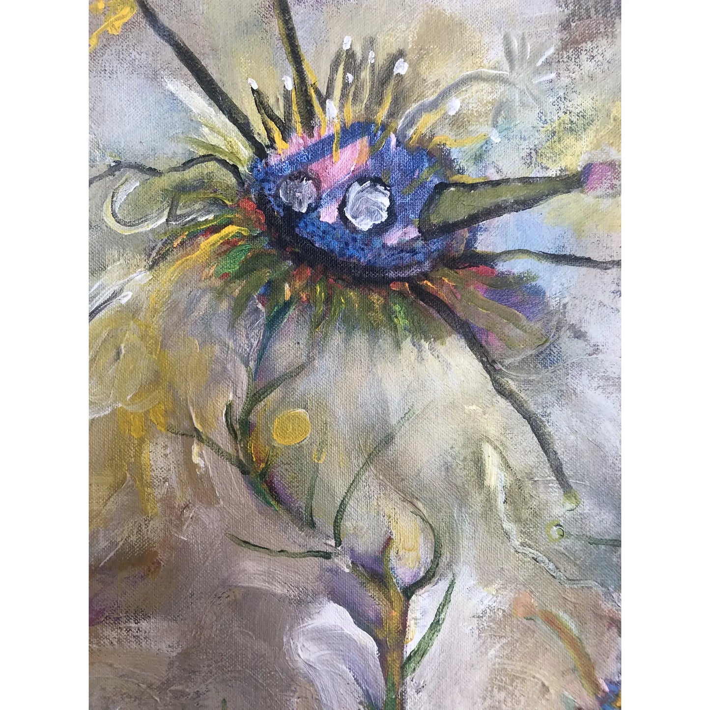 PETER DYETT ABSTRACT "PHALLIC GARDEN" PAINTING, 1990S