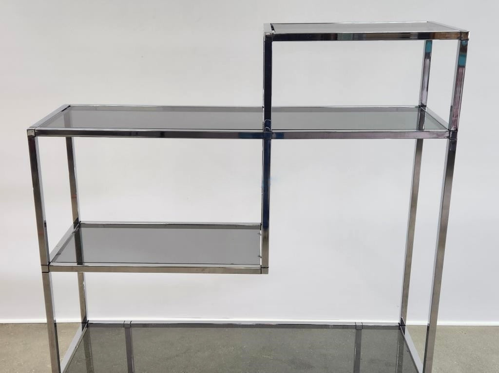 SMOKED GLASS & CHROME ETAGERE SHELF