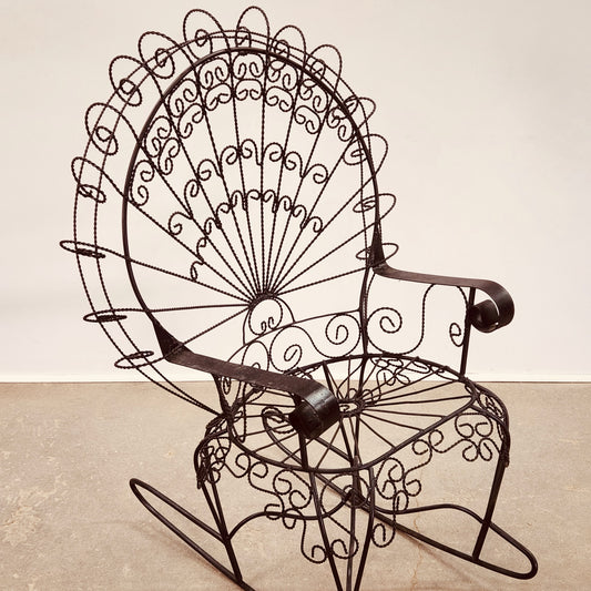 JOHN SALTERINI IRON PEACOCK ROCKING CHAIR