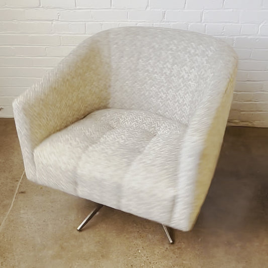 ROWE CHEVRON UPHOLSTERED SWIVEL CHAIRS - PAIR