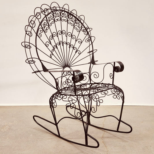 JOHN SALTERINI IRON PEACOCK ROCKING CHAIR