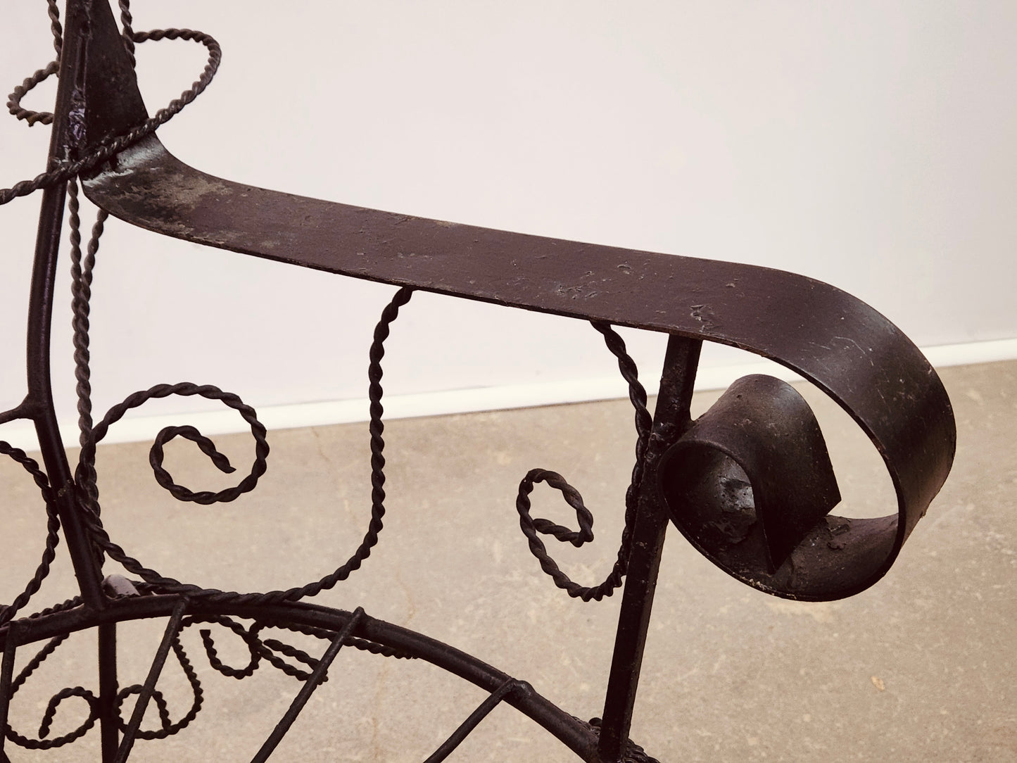 JOHN SALTERINI IRON PEACOCK ROCKING CHAIR