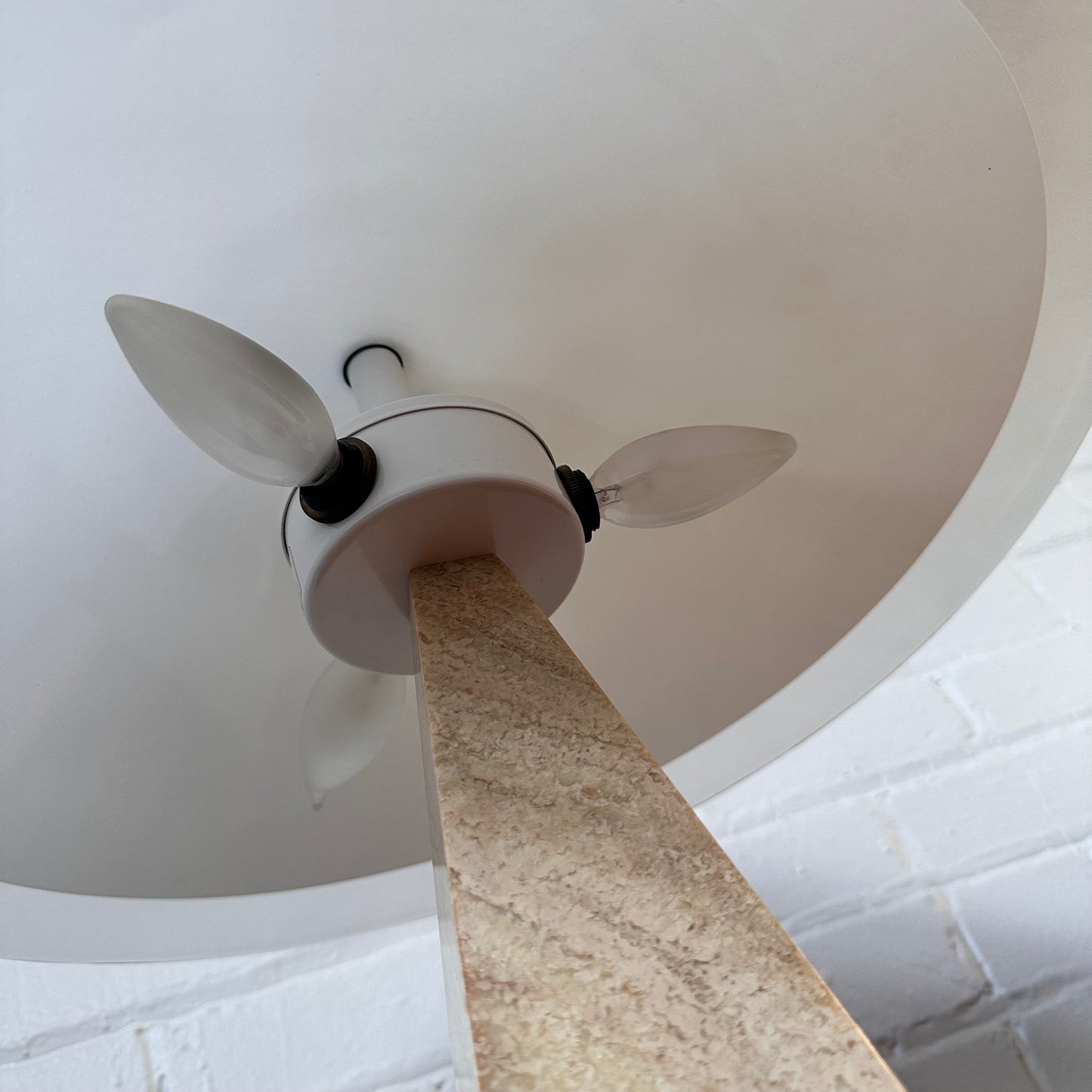 MODERNIST STONE LAMPS WITH FROSTED SHADES - PAIR