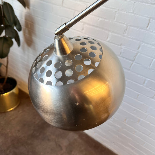 MODERNIST ARC LAMP WITH MARBLE BASE & BRUSHED METAL