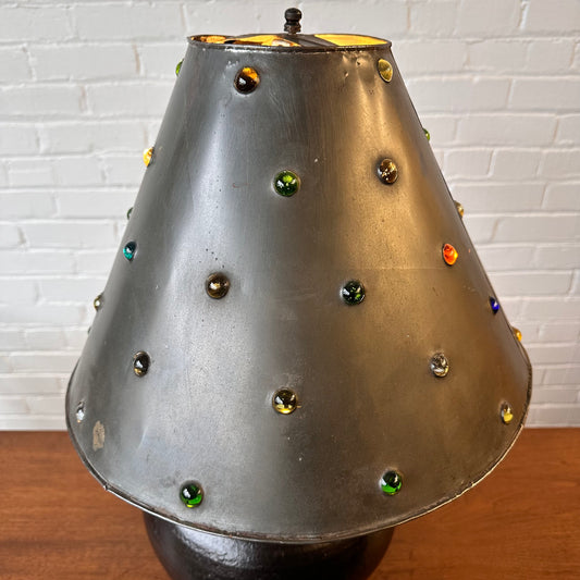 MARBLE SHADE BLACK TABLE LAMP