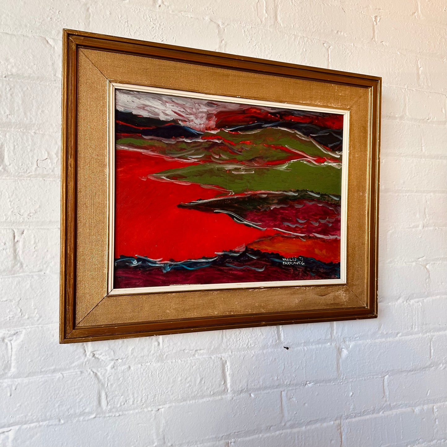 ORIGINAL 1978 GLASS PAINTING BY FASILI J FARKAVEC