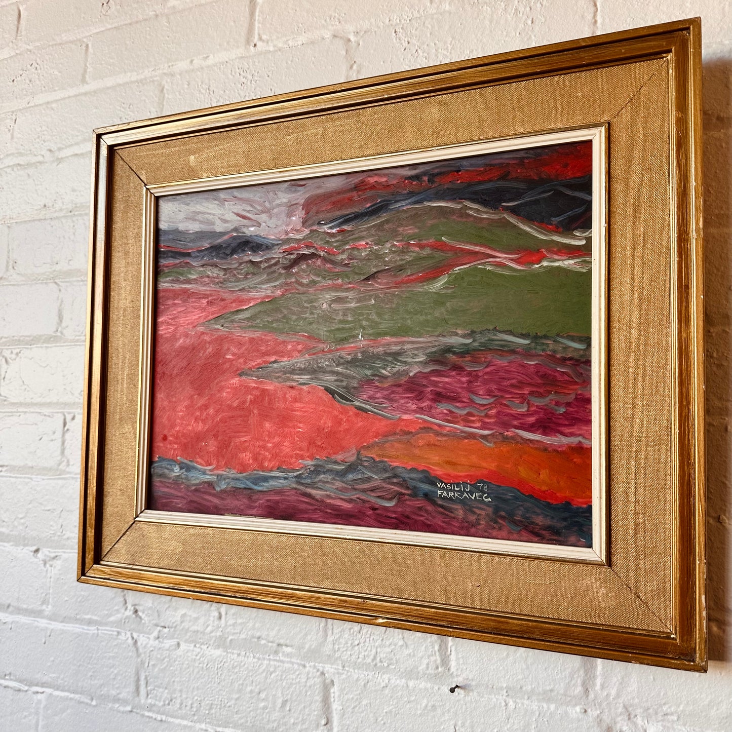 ORIGINAL 1978 GLASS PAINTING BY FASILI J FARKAVEC