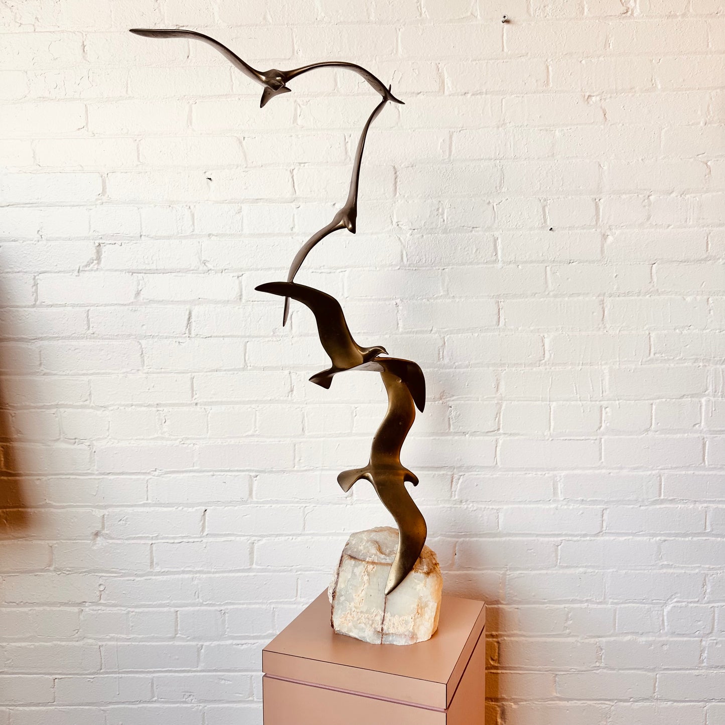 LARGE "BIRDS IN FLIGHT" BRASS SCULPTURE, SIGNED BY CURTIS JERE