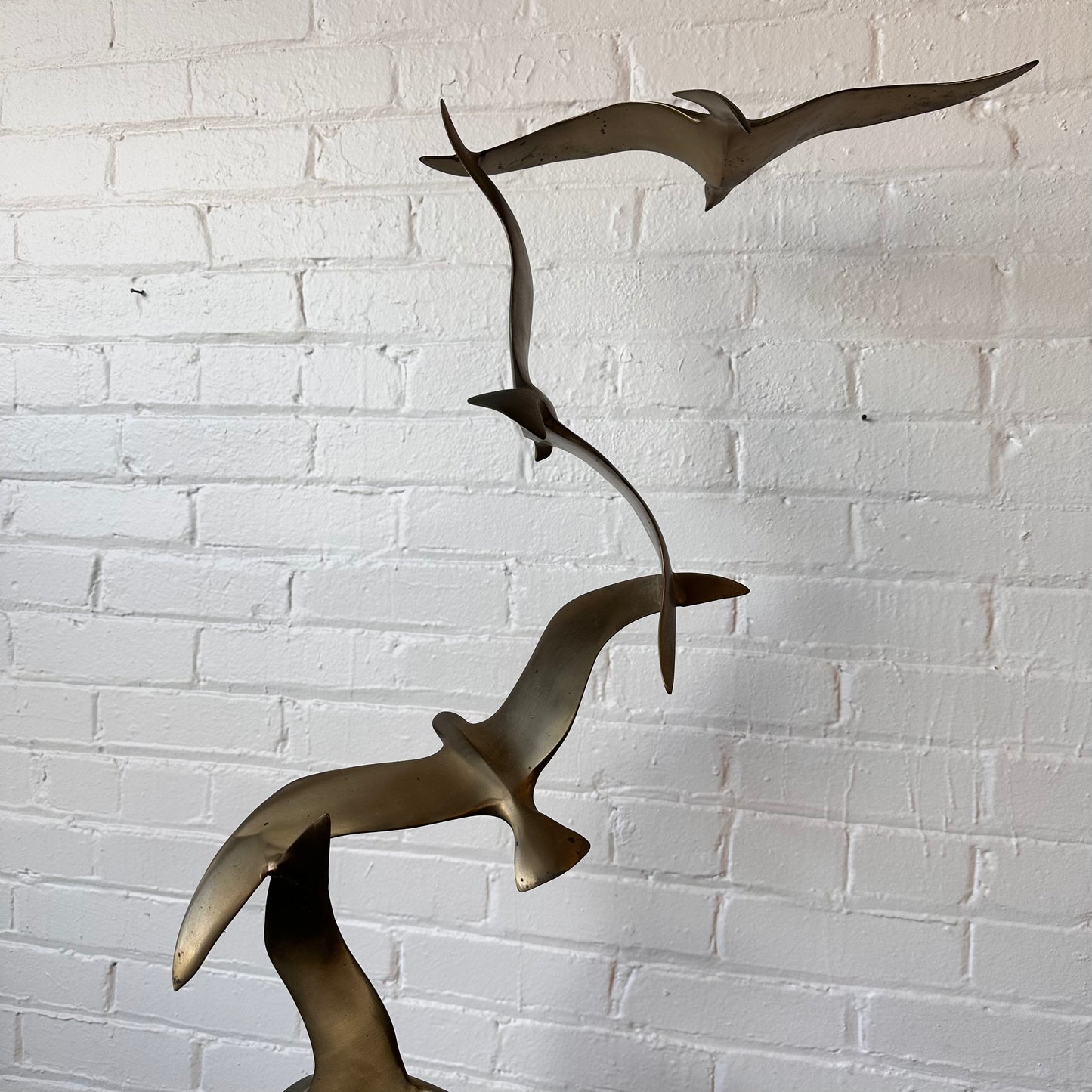 LARGE "BIRDS IN FLIGHT" BRASS SCULPTURE, SIGNED BY CURTIS JERE