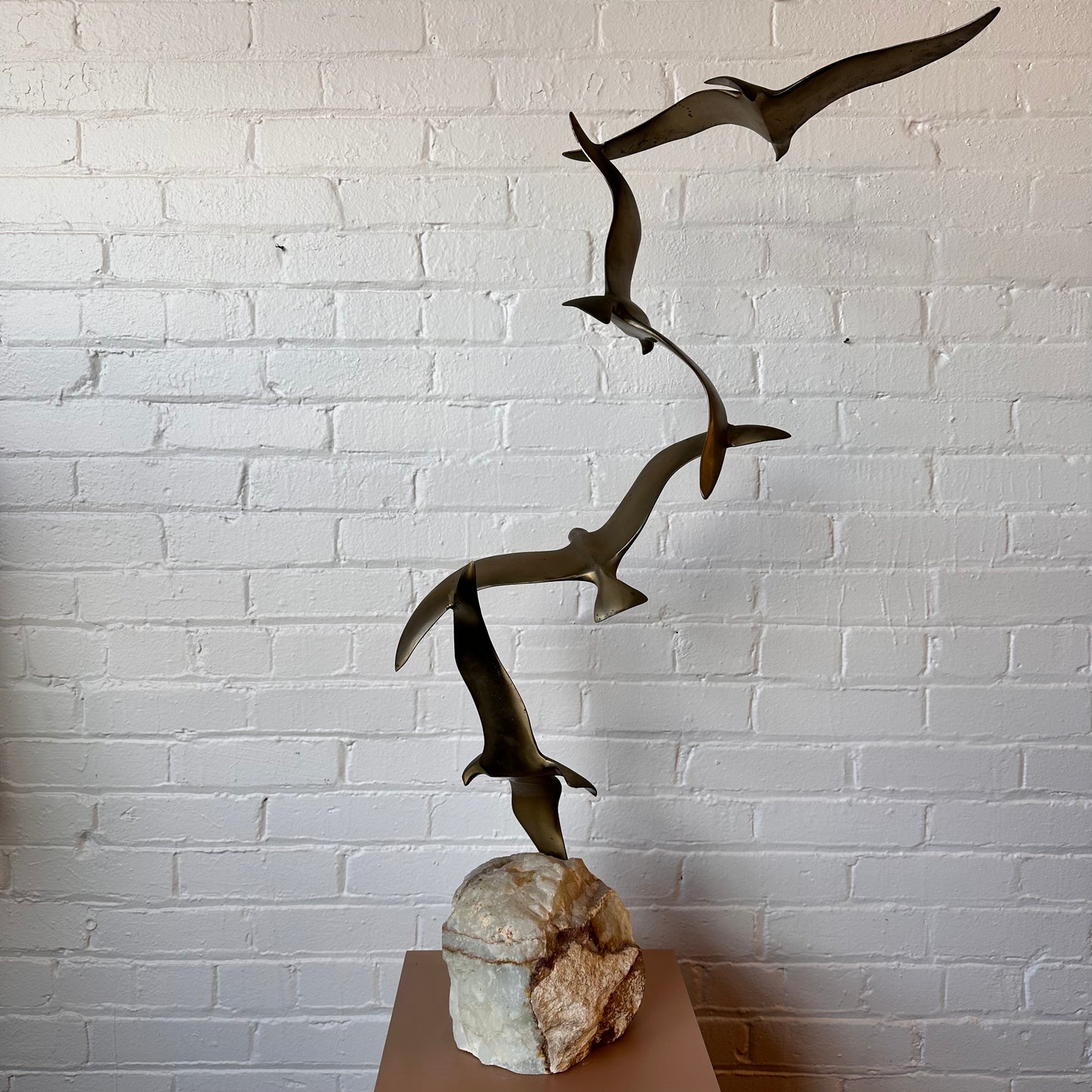 LARGE "BIRDS IN FLIGHT" BRASS SCULPTURE, SIGNED BY CURTIS JERE